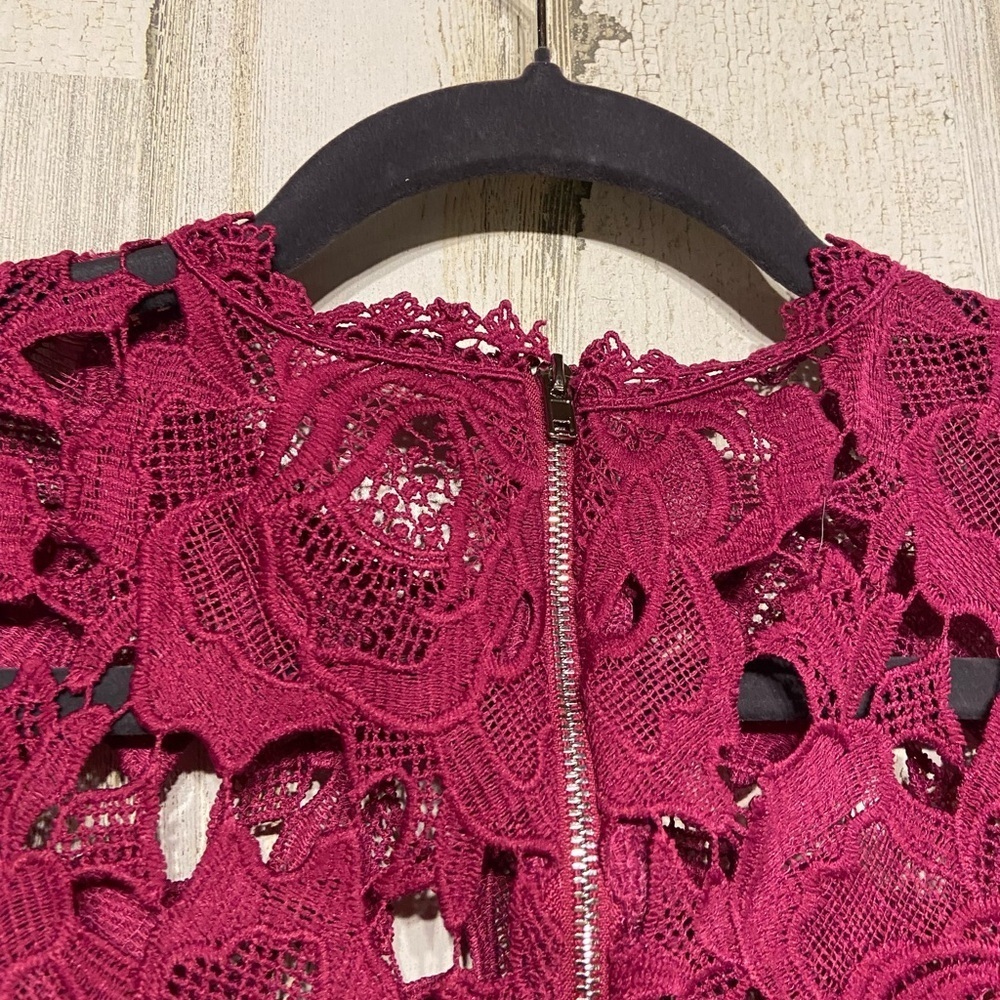 Lulus A Fine Romance Magenta Lace Sheath Mini Dress Medium - Picture 9 of 13